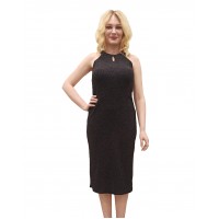 Damla Yaka Nobel Kumaş Abiye Elbise - Siyah