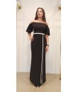 Balon Kol Krep Uzun Abiye Elbise Siyah