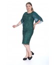 6493 04 Brode Dantel Pullu Kolları Yırtmaçlı Sade Modern Genç Büyük Beden Abiye Elbise - Zümrüt Yeşili
