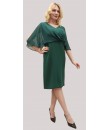 Krep Yakası ve Kolları Şerit Taş Baskılı Abiye Elbise yeşil